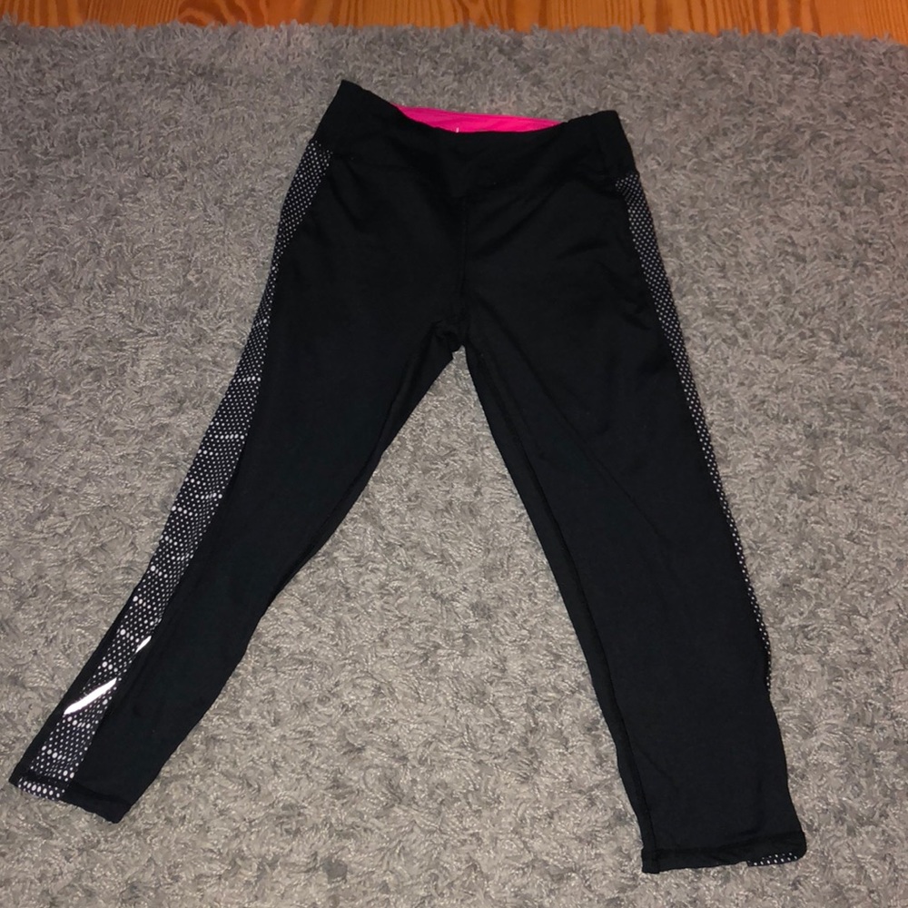 Black w/ white polka dot trim leggings worn once